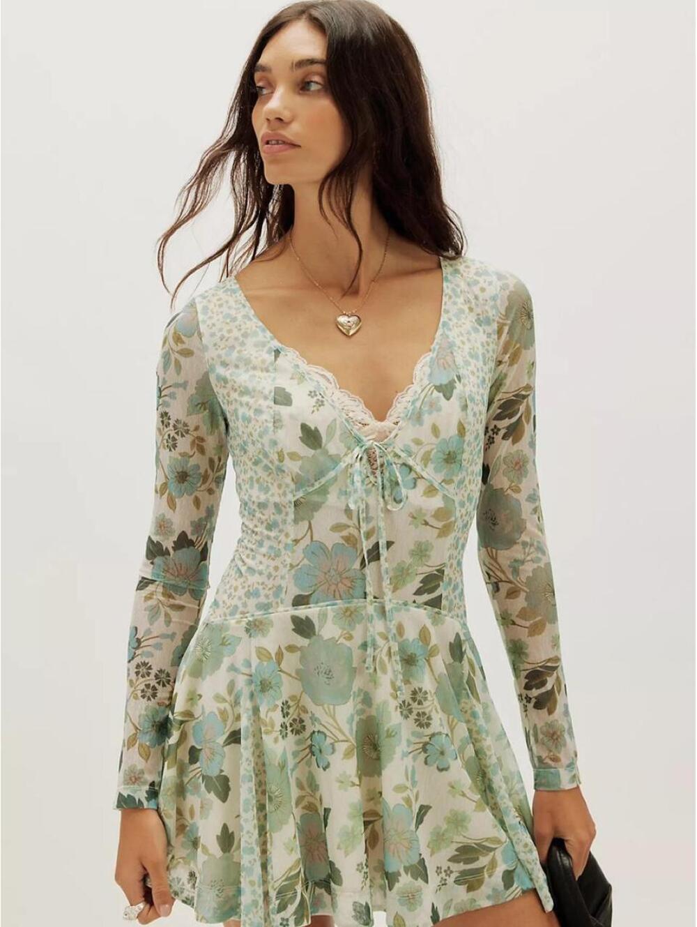 Free People Women's Green and Multi Dress